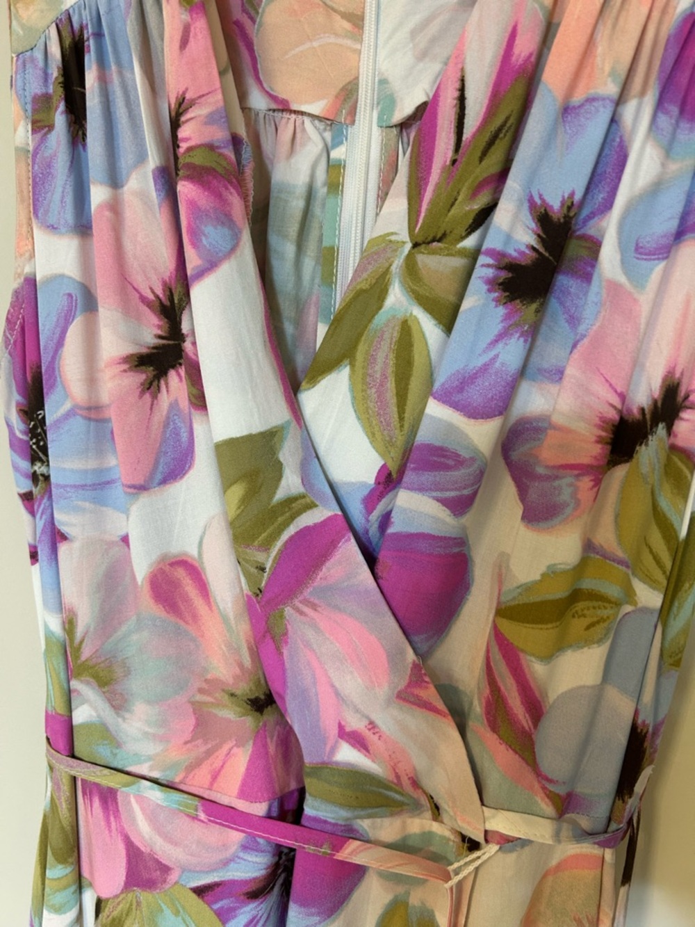 Calvin Klein Sleeveless Floral Maxi Dress in Pink, Lavender and Green - Picture 4 of 4